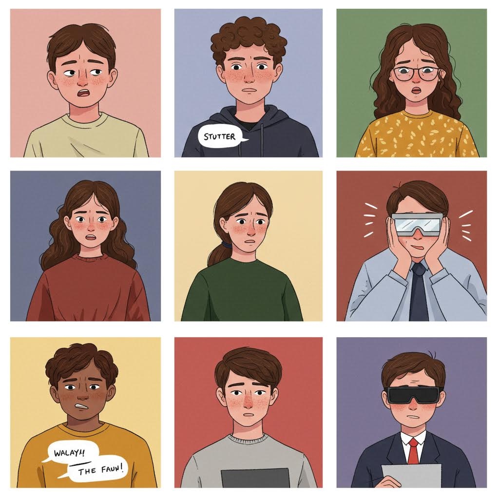 게임 디자인에서의 심리적 요소를 설명하는 6분할 이미지. 상단에는 헤드폰을 쓴 채 승리의 환호를 하는 남성과 머리를 감싸 쥔 채 좌절하는 남성의 모습이 대비됩니다. 하단에는 복잡한 수치와 그래프가 있는 게임 대시보드 화면, 그리고 미로 같은 구조물 위에서 캐릭터들이 움직이는 모습이 보이며, 이는 승패에 따른 감정 반응을 유도하는 게임 구조의 심리적 활용을 보여줍니다.