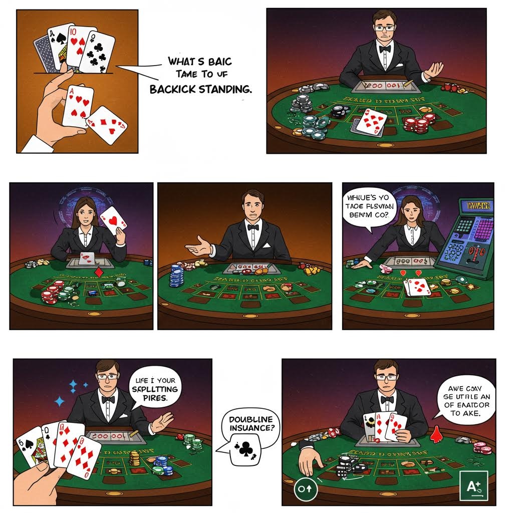 집 모양의 검은색 구조물 내부에 미니어처 카지노 룸이 배치되어 있는 이미지. 룰렛 테이블, 슬롯 머신, 그리고 미니어처 사람들이 배치되어 있고, 바깥쪽에는 동전과 베팅 칩들이 쌓여 있습니다. 이는 카지노가 실제 확률과 플레이어에게 제공하는 배당률 사이의 불일치(불균형)를 통해 장기적으로 이익을 얻는 **'하우스 엣지(House Edge)'**의 개념을 시각적으로 형상화하고 있습니다.