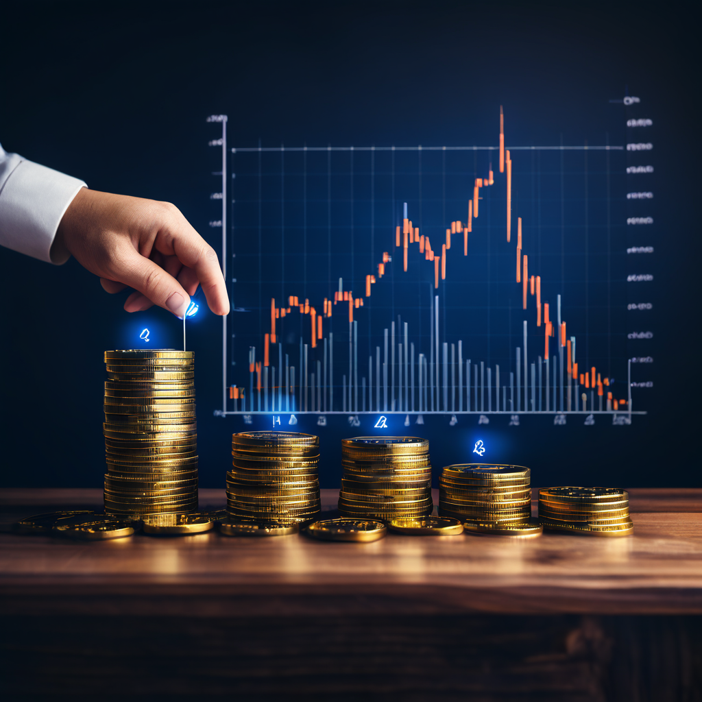 붉은색 하락 곡선 차트를 배경으로 위험을 계산하는 분석가의 전문적인 모습이다.