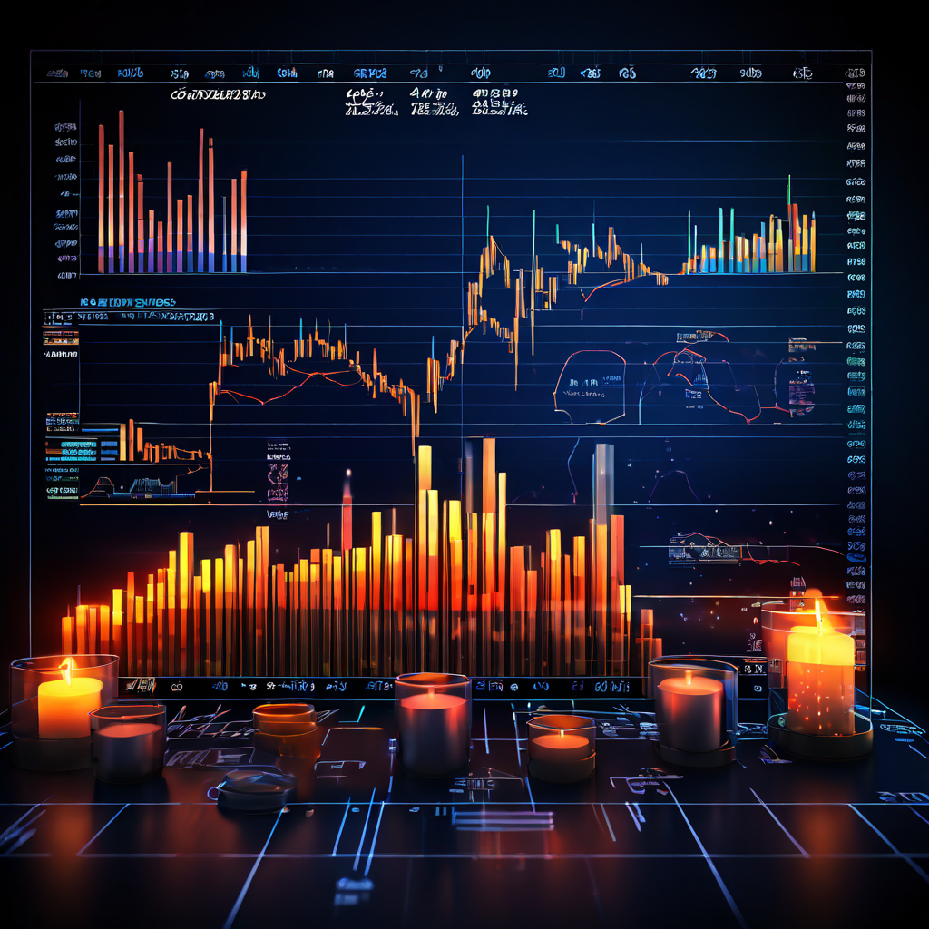 과학 데이터 차트 위에 주식 캔들과 지표 선들이 중첩되어 금융 도구의 혁신적 활용을 시각화한 모습이다