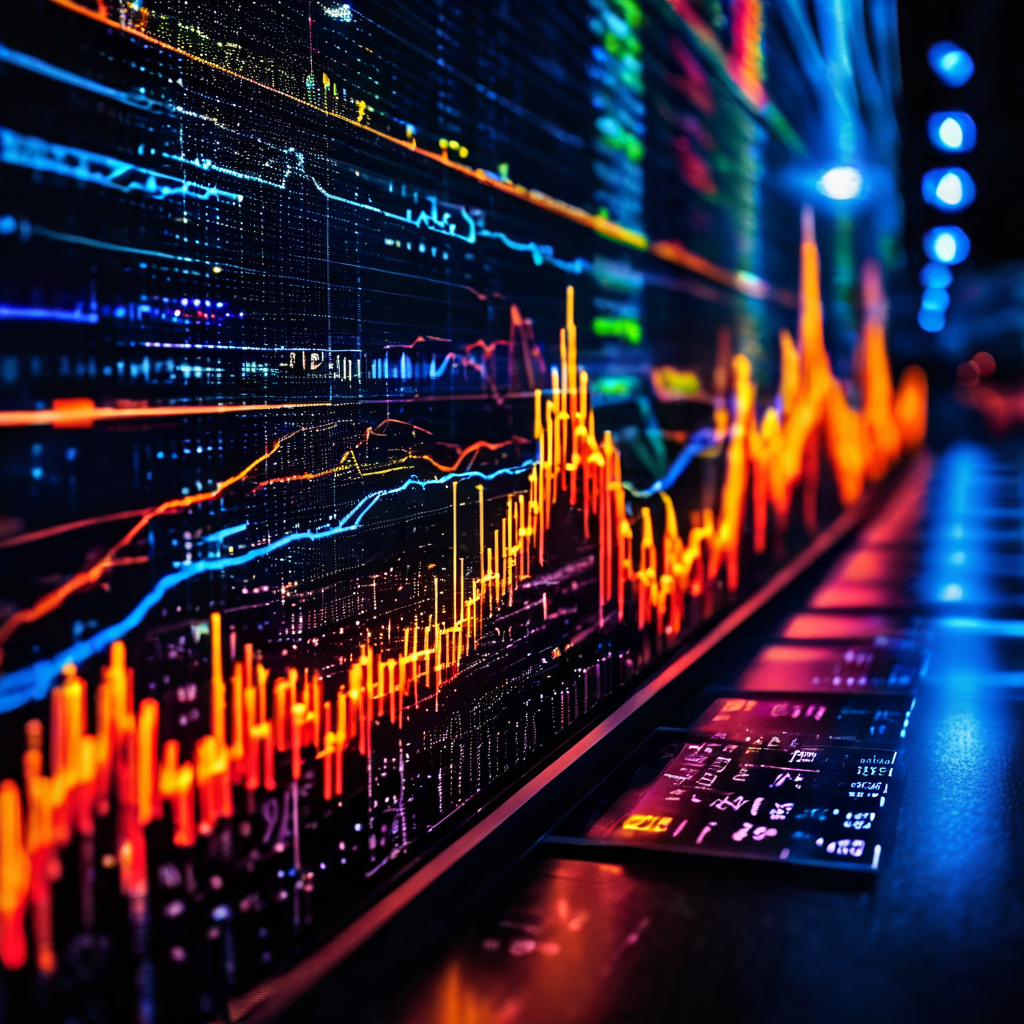푸른색 파동과 빛나는 띠로 과매수 및 과매도 구간을 강조하여 배당 수익률의 흐름을 보여주는 차트 시각화 이미지