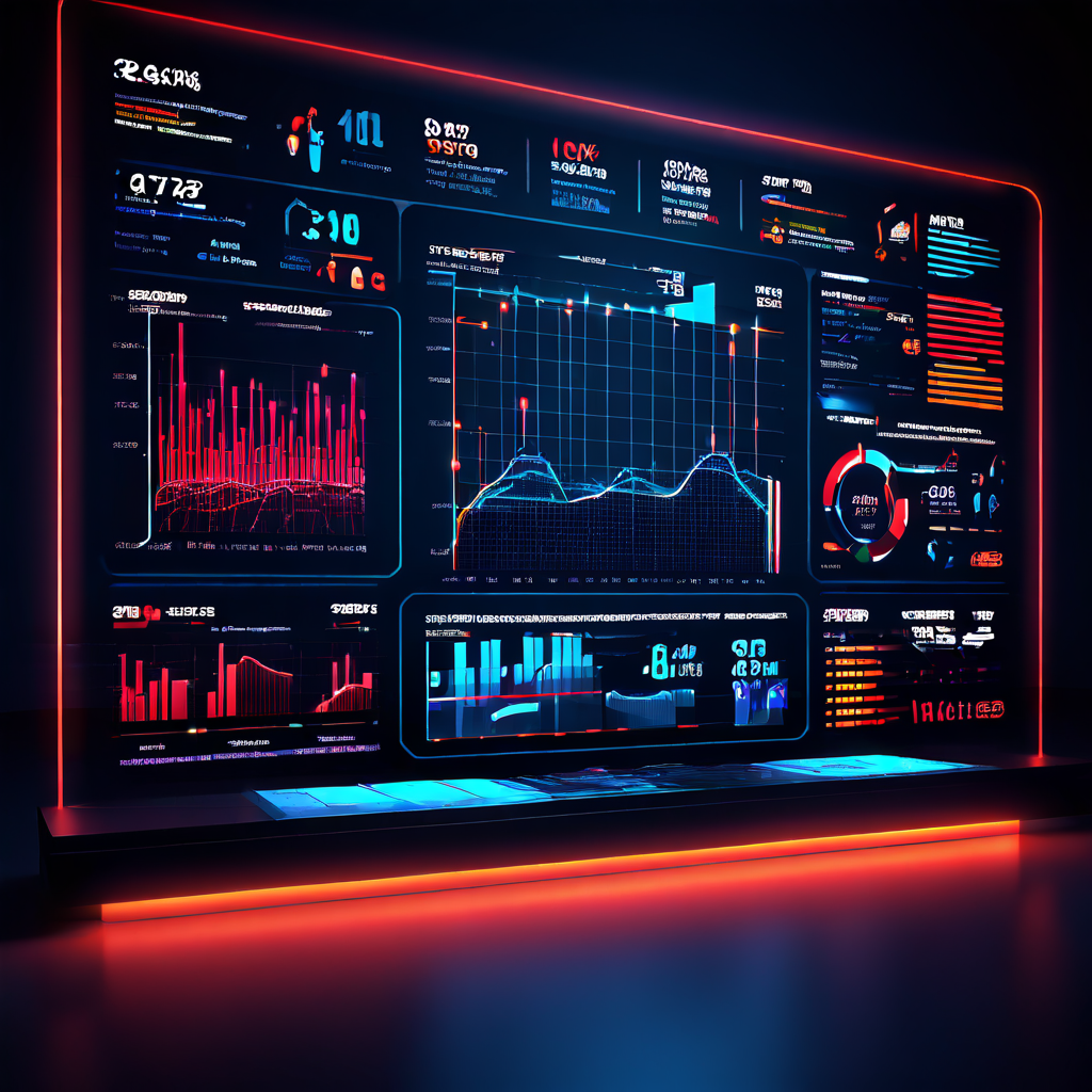 심판 주변에 빛나는 데이터 그래프와 분석 수치가 떠다니는 미래지향적 스포츠 분석 화면이다