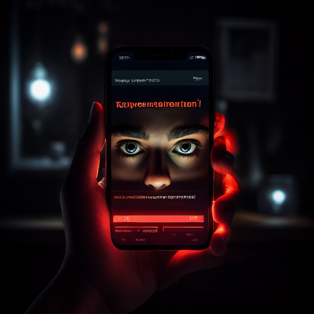 출처를 알 수 없는 결제 알림 문자를 보고 스미싱 사기를 의심하는 사람의 이미지