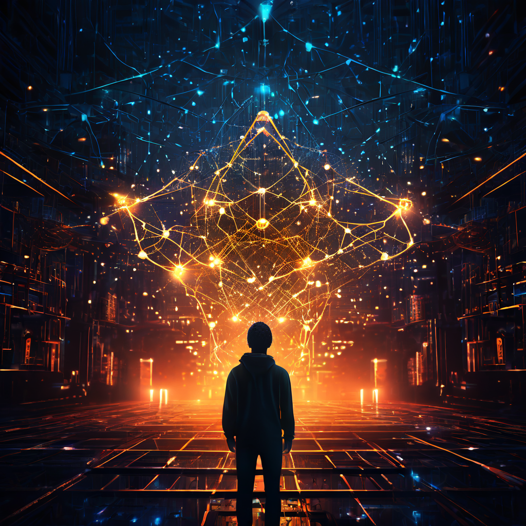 단순한 현상 너머의 복잡한 시스템과 본질을 파악하는 통찰력을 시각적으로 표현한 이미지.