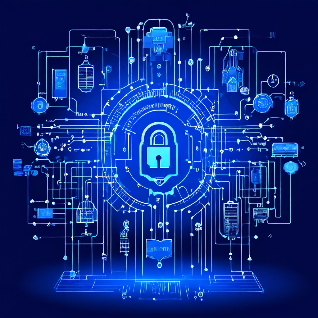 신뢰를 견고한 기반으로 삼아 설계된 안전한 사용자 인증 시스템의 복잡한 내부 구조와 데이터 처리 과정을 청사진 형태로 시각화하여 설명하는 그림.