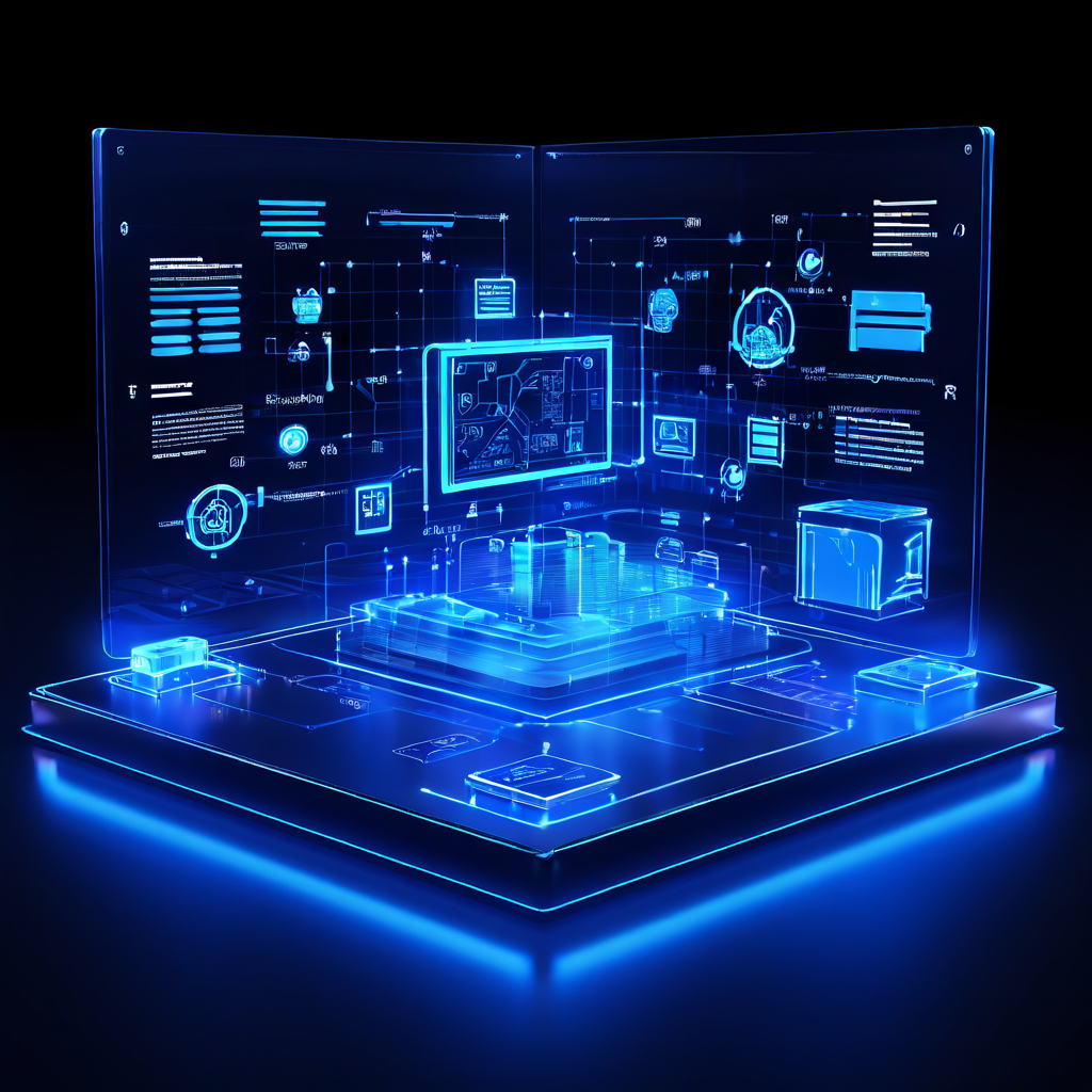 첨단 디지털 플랫폼의 기술 아키텍처를 분석하여 기술적 우위성을 평가하는 과정을 보여주는 이미지로, 핵심 평가 기준을 만족했음을 나타내는 체크 표시가 강조된 설계도를 묘사합니다.