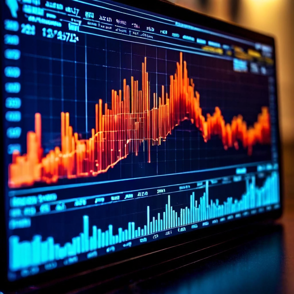 디지털 대시보드에서 핵심 성과 지표(KPI)와 우상향 성장 그래프를 통해 장기적인 재무 수익률과 투자 성과를 분석하는 이미지.
