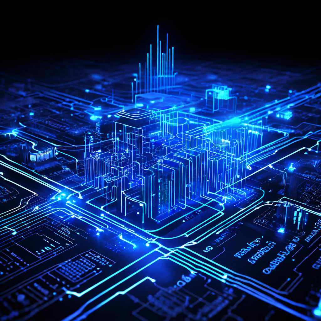 미래형 청사진으로 표현된 개인화 알고리즘 아키텍처 구조도 이미지. 다양한 시스템 모듈 사이를 흐르는 데이터가 어떻게 원활하게 통합되는지 그 과정을 보여줍니다.