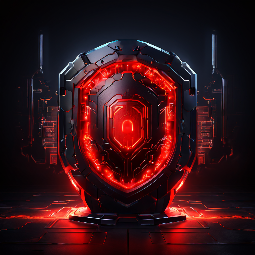 보안 스캐너가 시스템의 취약점을 분석하여, 붉은 경고 표시가 뜬 위험한 플랫폼과 빛나는 방패로 보호되는 안전한 플랫폼을 명확히 구분하는 기술을 설명하는 그림.