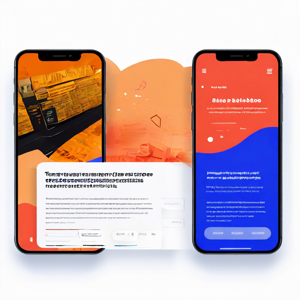 스마트폰 화면에서 혼잡하고 가독성이 떨어지는 웹페이지와 깔끔하고 쉽게 읽을 수 있는 웹페이지를 나란히 비교하여 사용자의 불편함과 만족도를 대조적으로 보여주는 이미지입니다.