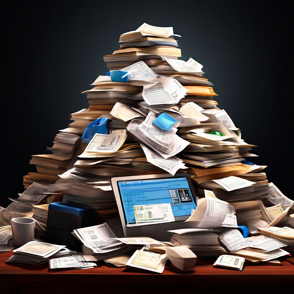 디지털 결제 자동화 시스템이 복잡한 서류 작업과 업무 부담을 획기적으로 줄여 효율적인 업무 처리를 실현하는 모습을 상징적으로 표현한 이미지입니다.