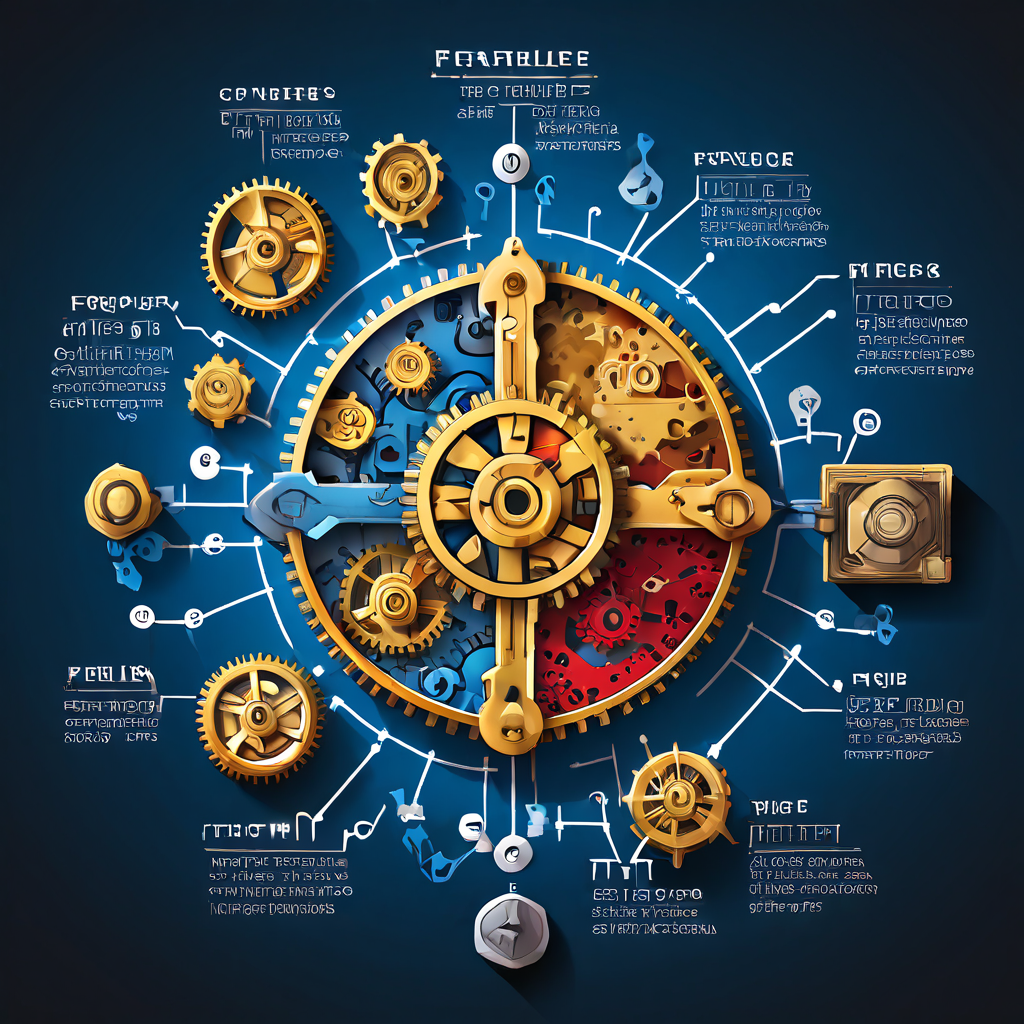 핵심 변수들이 톱니바퀴나 퍼즐 조각처럼 연결되어 최종 비율을 계산하는 중심 공식으로 합쳐지는 개념적 다이어그램을 묘사한 이미지입니다.