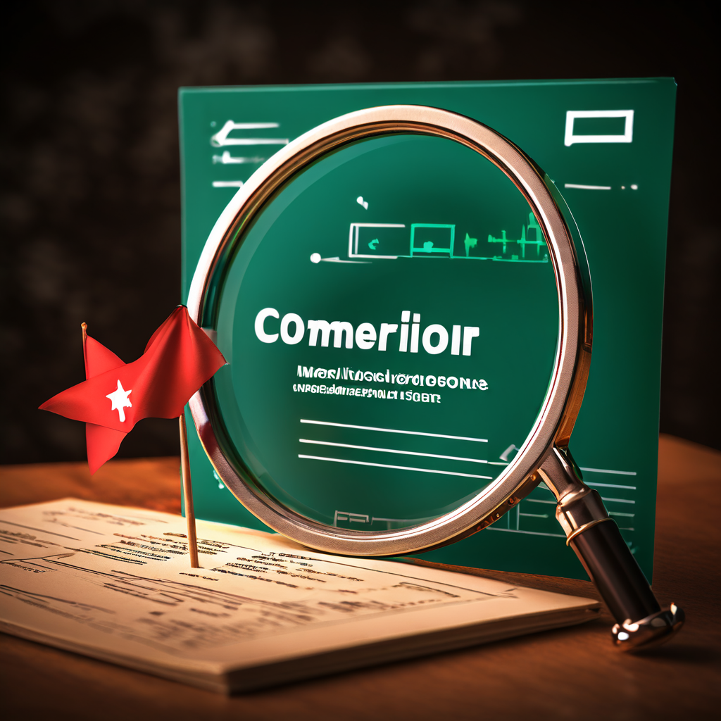 확대경으로 바라본 플로우차트에서 경로 검증 완료 노드의 초록색 체크 표시와 일반적인 오류 노드의 빨간색 깃발을 강조하여 문제 해결 및 검증 과정을 시각적으로 보여주는 이미지입니다.