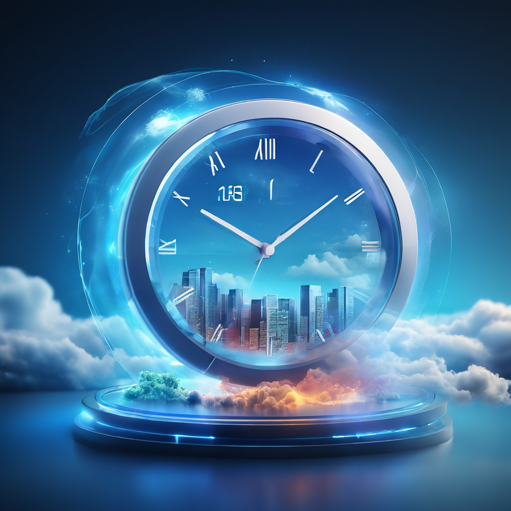 Futuristic online platform interface showing a visible match clock and settlement data layers, with connected cloud...