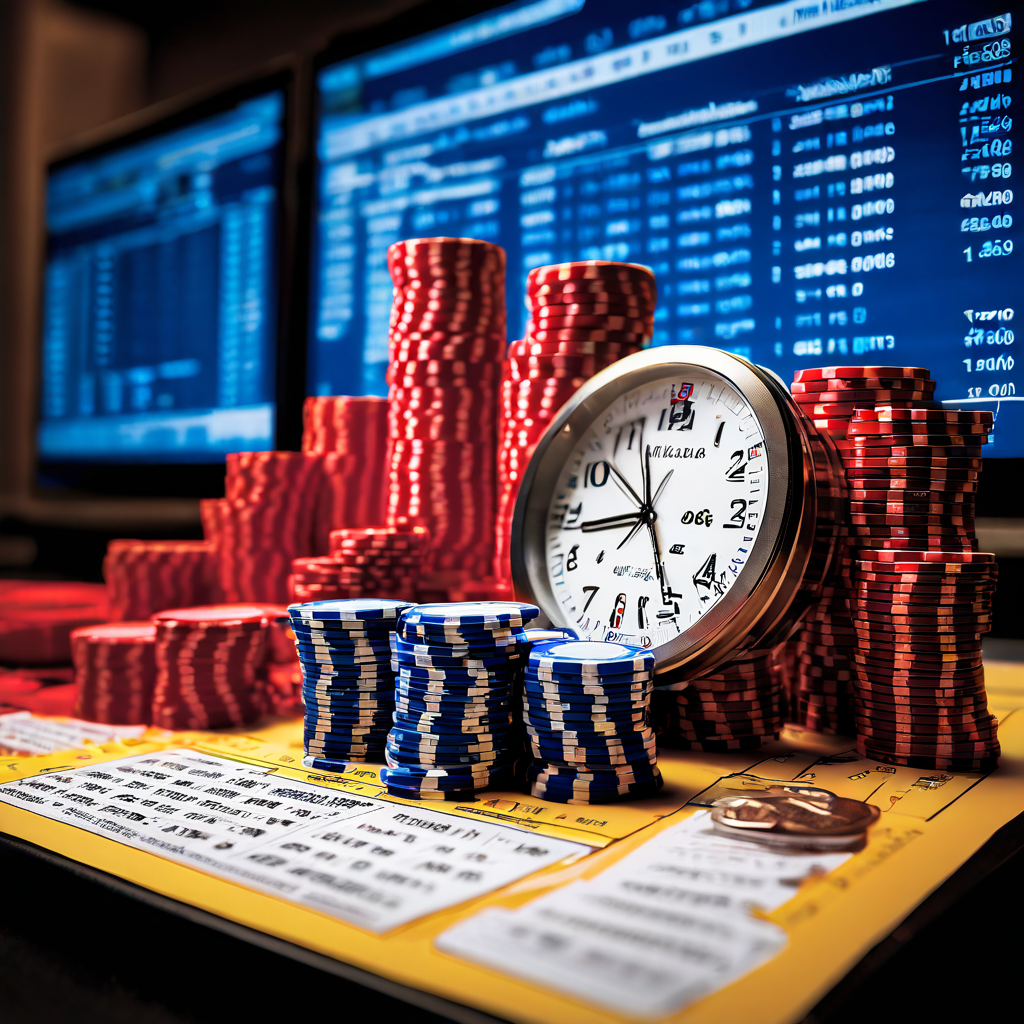 A photorealistic editorial DSLR photograph of a casino felt table with scattered poker chips and two playing cards partially visib
