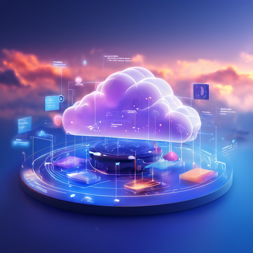 Sleek digital platform interface showing connected cloud data layers with a highlighted gap in the transaction flow, representing...